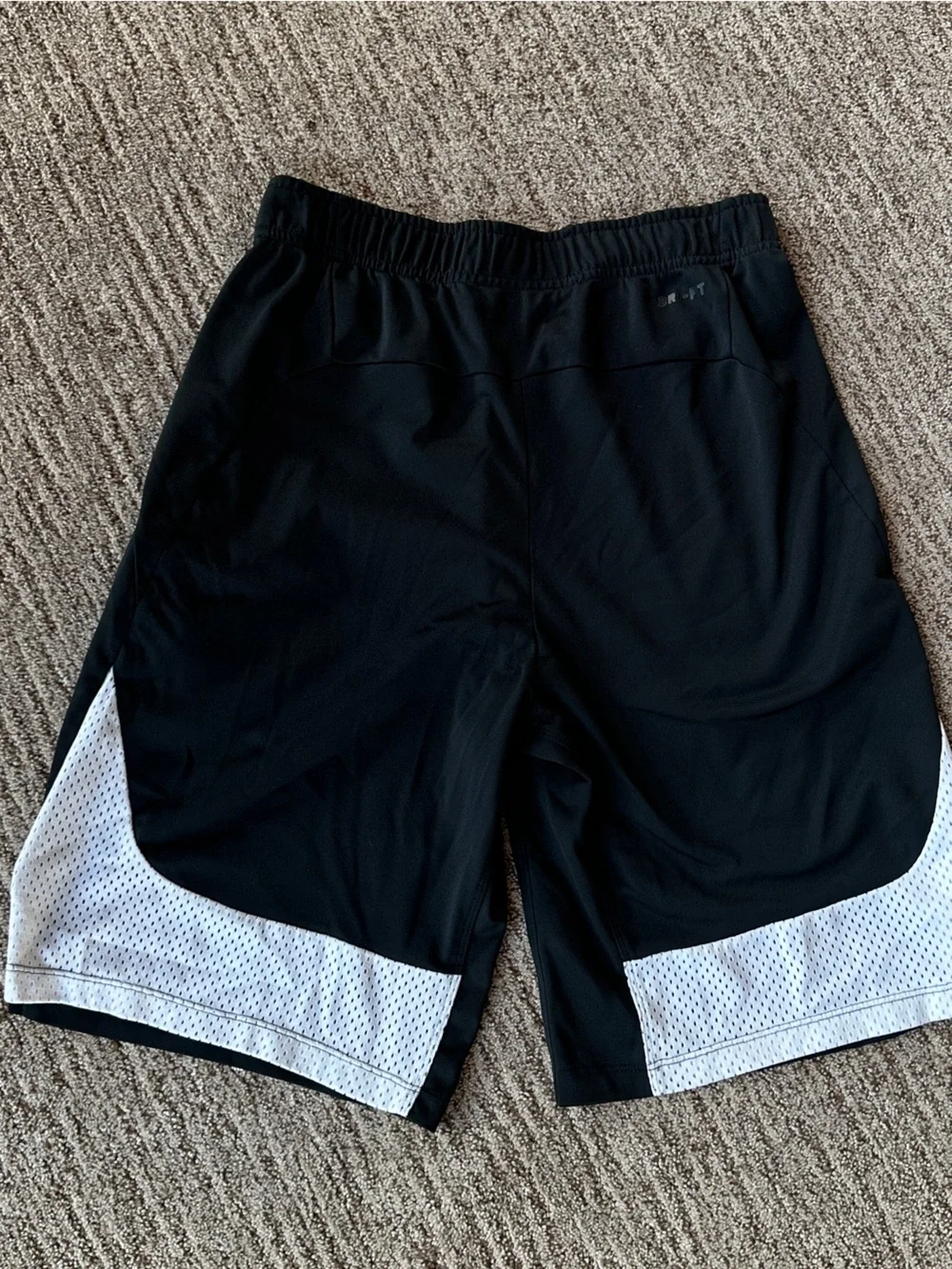 Rare Men's Black Athletic Shorts with White Swoosh